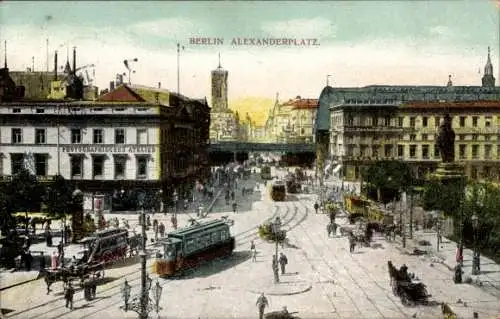 Ak Berlin Mitte, Alexanderplatz, Straßenbahn