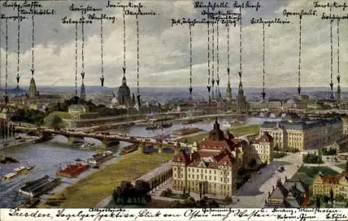 Ak Dresden Altstadt Friedrichstadt, Vogelperspektive, Stadtansicht