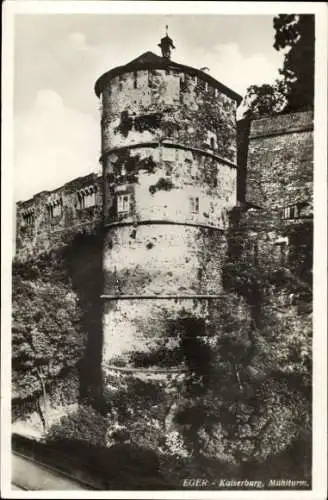 Ak Cheb Eger Reg. Karlsbad, Kaiserburg, Mühlturm