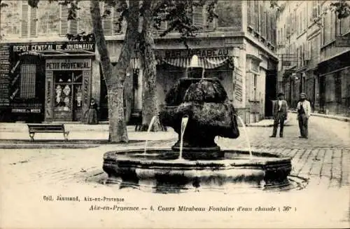 Ak Aix en Provence Bouches du Rhône, La Fontaine d'eau chaude