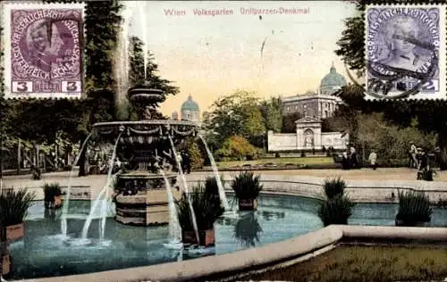 Ak Wien 1 Innere Stadt, Volksgarten, Grillparzer-Denkmal