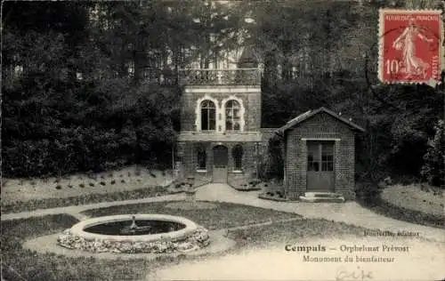 Ak Cempuis Oise, Orphelinat Prevost,  Orphelinat Prévost, Monument du bienfaiteur, idyllische Lan