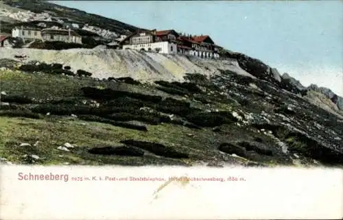 Ak Schneeberg im Erzgebirge,  Berglandschaft, Hotel Bochschneeberg, 2075 m hoch