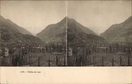 Ak Luz Saint Sauveur Hautes Pyrénées, Berglandschaft, bewaldete Täler, Flüsse, LUZ Vallée de Lux
