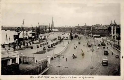 Ak Bordeaux Gironde, Les Quais, Stadtansicht, Hafenanlagen,  Architektur