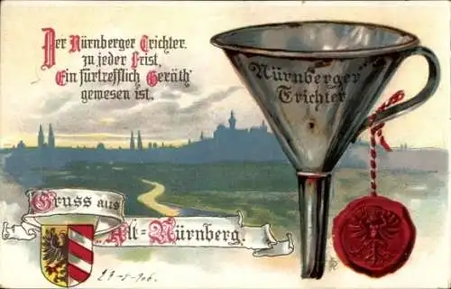 Litho Nürnberg, Nürnberger Trichter, Siegel, Wappen