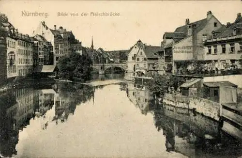 Ak Nürnberg, Blick von der Fleischbrücke