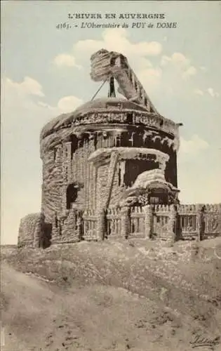 Ak Clermont Ferrand Puy de Dôme, Historisches Observatorium, Winteransicht, beeindruckende Archit