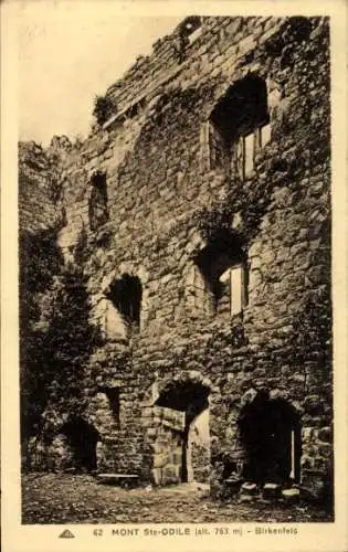 Ak Obernai Elsass Bas Rhin, Odilienberg Mont Sainte Odile, Ruine von Birkenfels,  Mauern, bewachs