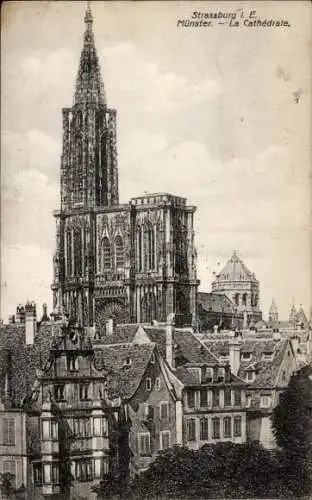 Ak Strasbourg Straßburg Elsass Bas Rhin, Kathedrale von Straßburg,  Architektur, elsässische Land