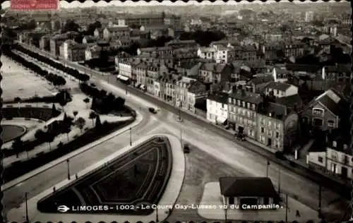 Ak Limoges Haute Vienne, Aussicht auf Cours Gay-Lussac, Campanile, städtische Szenerie,  Architek