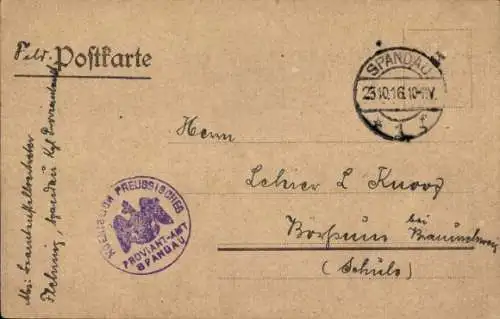 Ak Berlin Spandau, an Lehrer L. Knoop, Geburtstag Glückwünsche, rückseitiger Text