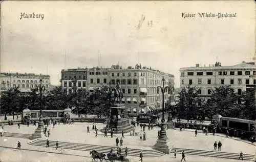 Ak Hamburg Mitte Altstadt, Kaiser Wilhelm-Denkmal, Stadtansicht,  