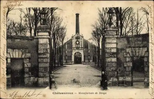 Ak Châteauroux Indre, Manufacture de Draps,  Architektur, Bäume, Menschen