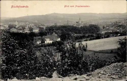 Ak Bischofswerda in Sachsen, Blick vom Napoleonsstein, Aussicht auf Stadt und Landschaft