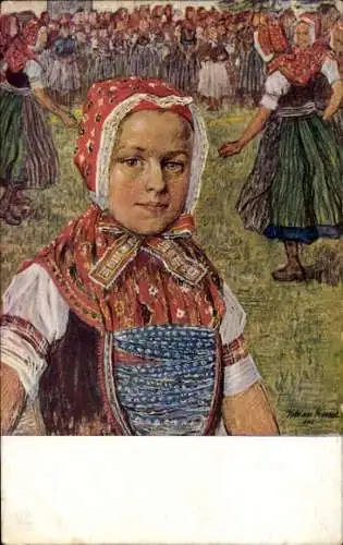 Künstler Ak Krause, W., Trachtenbilder aus der Oberlausitz, Wendisches Mädchen