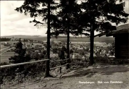Ak Finsterbergen Friedrichroda im Thüringer Wald, Aussicht vom Hainfelsen, hügelige Landschaft, B