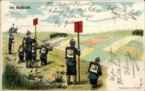 Litho Deutsche Soldaten im Gefecht
