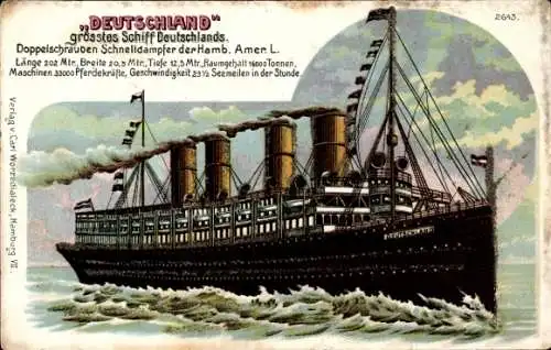 Litho Dampfer Deutschland, HAPAG