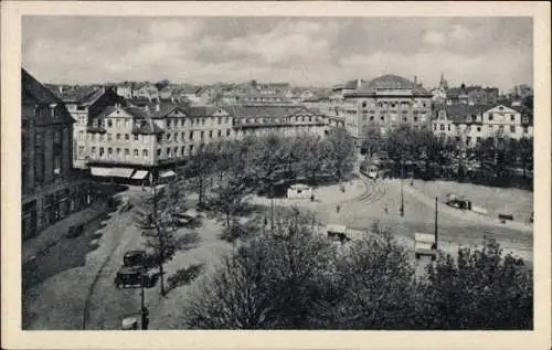 Ak Kassel in Hessen, Königsplatz, urbane Architektur, Straßenbahn,  Fahrzeuge