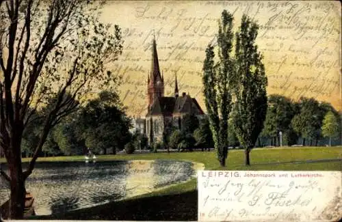 Ak Leipzig, Johannapark, Lutherkirche