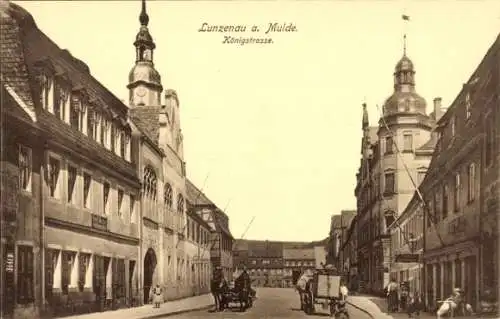 Ak Lunzenau in Sachsen, Altstadtansicht, Königstrasse,  Gebäude