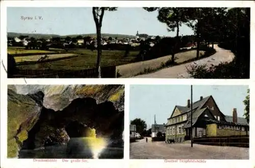 Ak Syrau Rosenbach im Vogtland, Syrau i. V., Drachenhöhle, großer See, Gasthof Tropfsteinhöhle