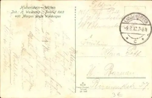 Ak Witten an der Ruhr, Restaurant Hohenstein