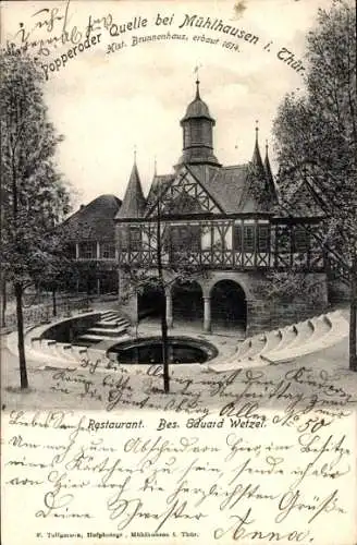 Ak Popperode Mühlhausen in Thüringen, Historisches Brunnenhaus, erbaut 1614, Popperoder Quelle, R