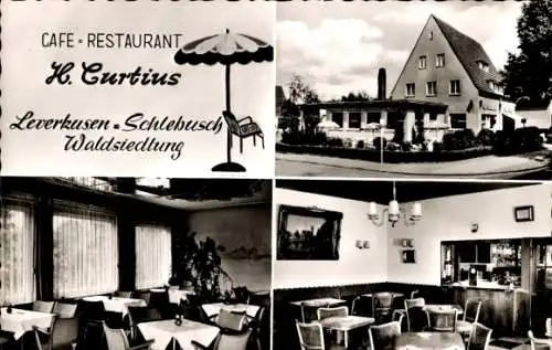 Ak Schlebusch Leverkusen im Rheinland, Café-Restaurant H. Curtius, Innenansichten, Ortstypisches 