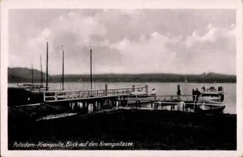 Ak Krampnitz Potsdam, Blick auf den Krampnitzsee, Anleger