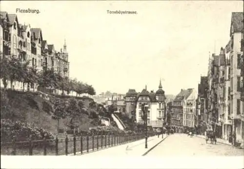 Ak Flensburg in Schleswig Holstein, Toosbuystraße,  Architektur, Häuserfront, Stadtansicht