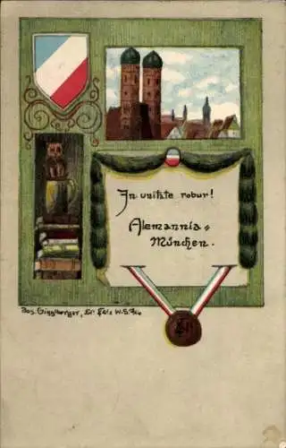 Künstler Ak Gigglberger, Josef, München, Kirchtürme, Wappen