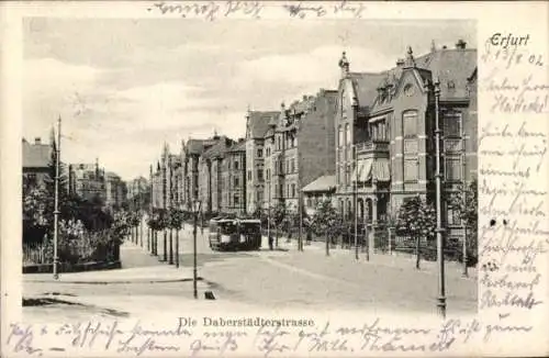 Ak Erfurt in Thüringen,  Daberstädterstraße, Altbauhäuser, Straßenbahn