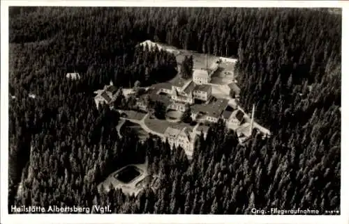 Ak Albertsberg Auerbach im Vogtland, Fliegeraufnahme, Heilstätte