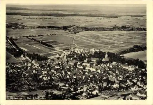 Ak Schwaigern in Württemberg, Luftaufnahme von  ländliche Umgebung, Häuser, Felder