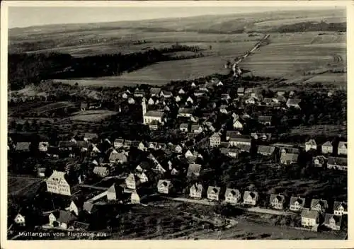Ak Mutlangen in Württemberg, Luftaufnahme von  Häuser, Felder, Kirche