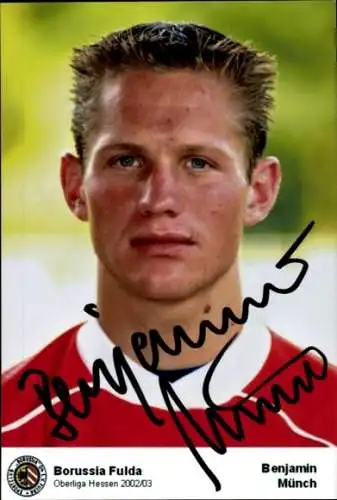 Autogrammkarte Fußballer Benjamin Münch, Borussia Fulda, Autogramm