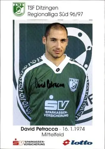 Autogrammkarte Fußballer David Petracca, TSF Ditzingen, Autogramm