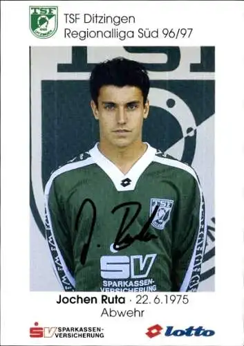 Autogrammkarte Fußballer Jochen Ruta, TSF Ditzingen, Autogramm