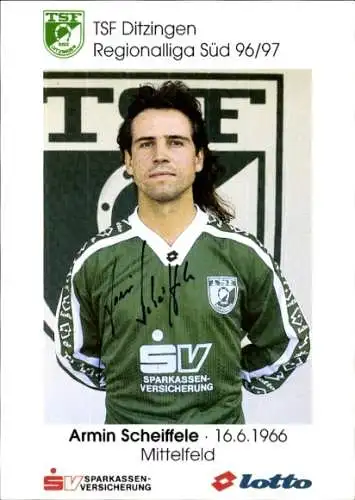 Autogrammkarte Fußballer Armin Scheiffele, TSF Ditzingen, Autogramm