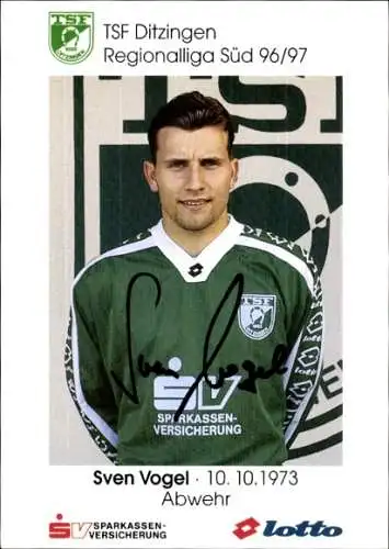 Autogrammkarte Fußballer Sven Vogel, TSF Ditzingen, Autogramm