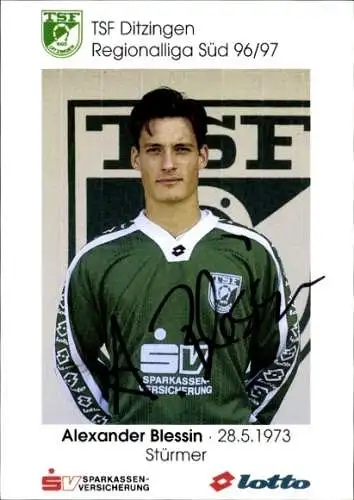 Autogrammkarte Fußballer Alexander Blessin, TSF Ditzingen, Autogramm