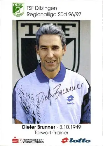 Autogrammkarte Torwart Trainer Dieter Brunner, TSF Ditzingen, Autogramm