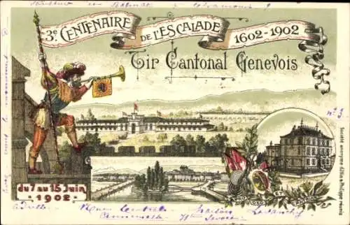 Litho Genève Genf Schweiz, La Fête de l'Escalade, 1602-1902, Tir Cantonal