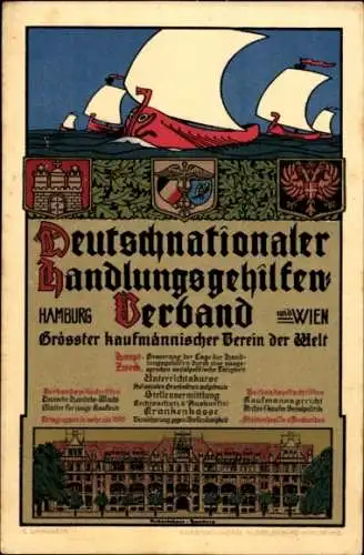 Steindruck Ak Hamburg, Deutschnationaler Handlungsgehilfenverband, Kaufm. Verein