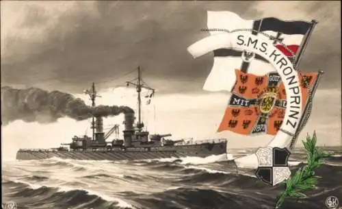 Ak Deutsches Kriegsschiff, SMS Kronprinz, Kaiserliche Marine, NPG, GLK