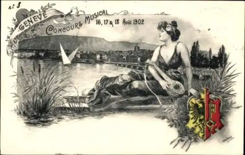 Ak Genève Genf Schweiz, Panorama, Concours Musical 1902