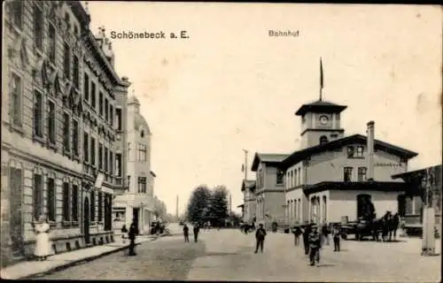 Ak Schönebeck an der Elbe, Bahnhof