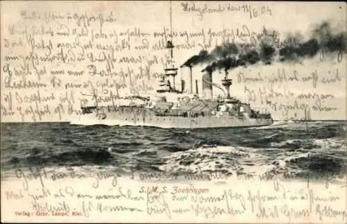 Ak Deutsches Kriegsschiff, SMS Zähringen, Kaiserliche Marine, GLK